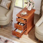 Narrow Vintage Sofa Side Table with 3 Drawers