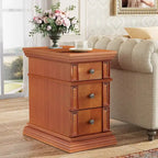 Narrow Vintage Sofa Side Table with 3 Drawers
