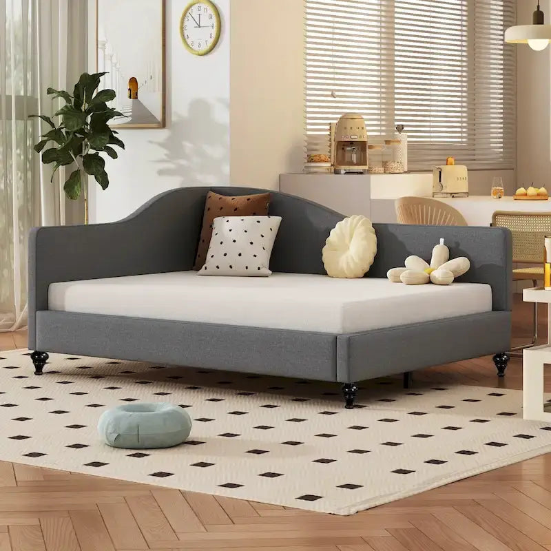 Full Size L-Shaped Daybed with Solid Wood Legs