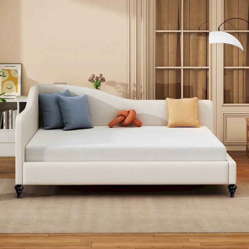 Full Size L-Shaped Daybed with Solid Wood Legs
