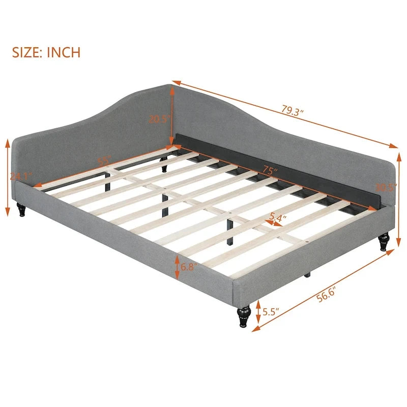 Full Size L-Shaped Daybed with Solid Wood Legs