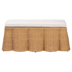 Natural Rattan Handwoven Rectangle Ottoman with Cushion, Coastal Boho Style