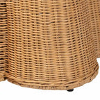 Natural Rattan Handwoven Rectangle Ottoman with Cushion, Coastal Boho Style