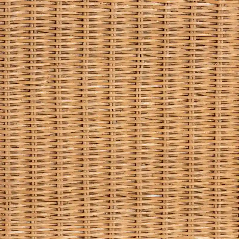 Natural Rattan Handwoven Rectangle Ottoman with Cushion, Coastal Boho Style
