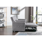 Light Grey Linen 3-in-1 Convertible Sleeper Loveseat with Side Storage Pocket