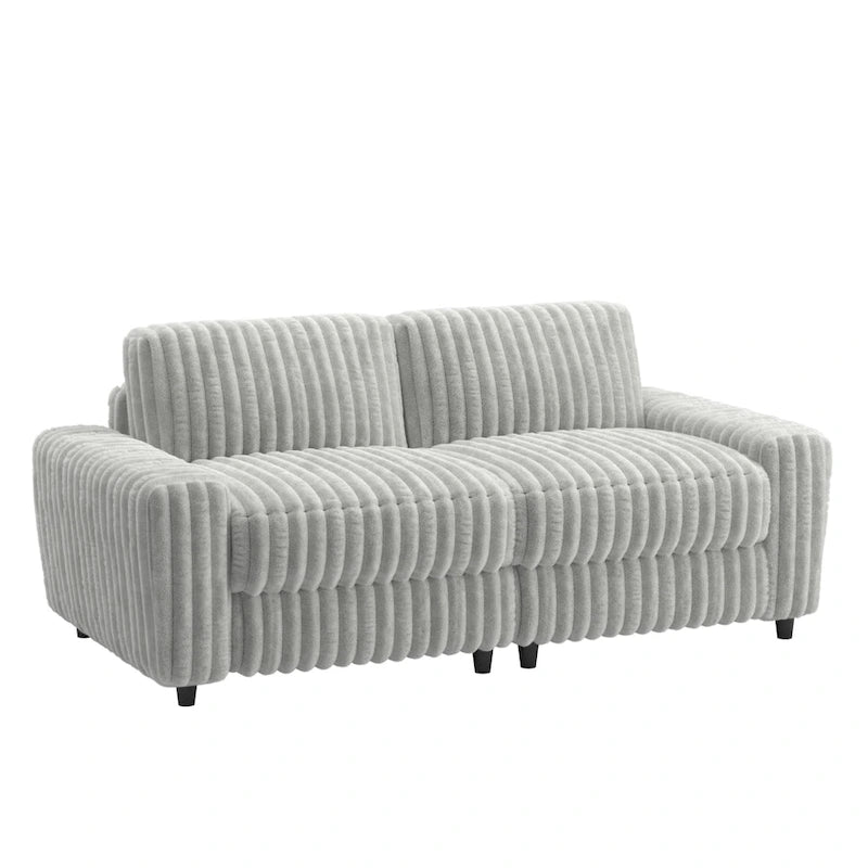 Contemporary Furry Channel Fabric Down-Filled Loveseat