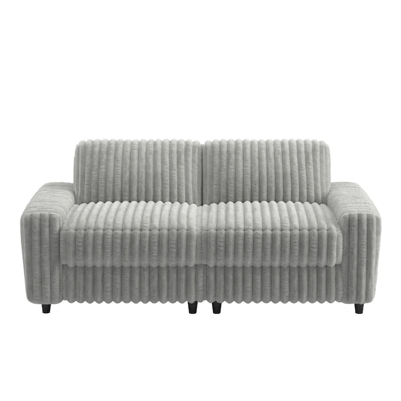 Contemporary Furry Channel Fabric Down-Filled Loveseat