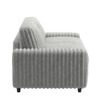 Contemporary Furry Channel Fabric Down-Filled Loveseat