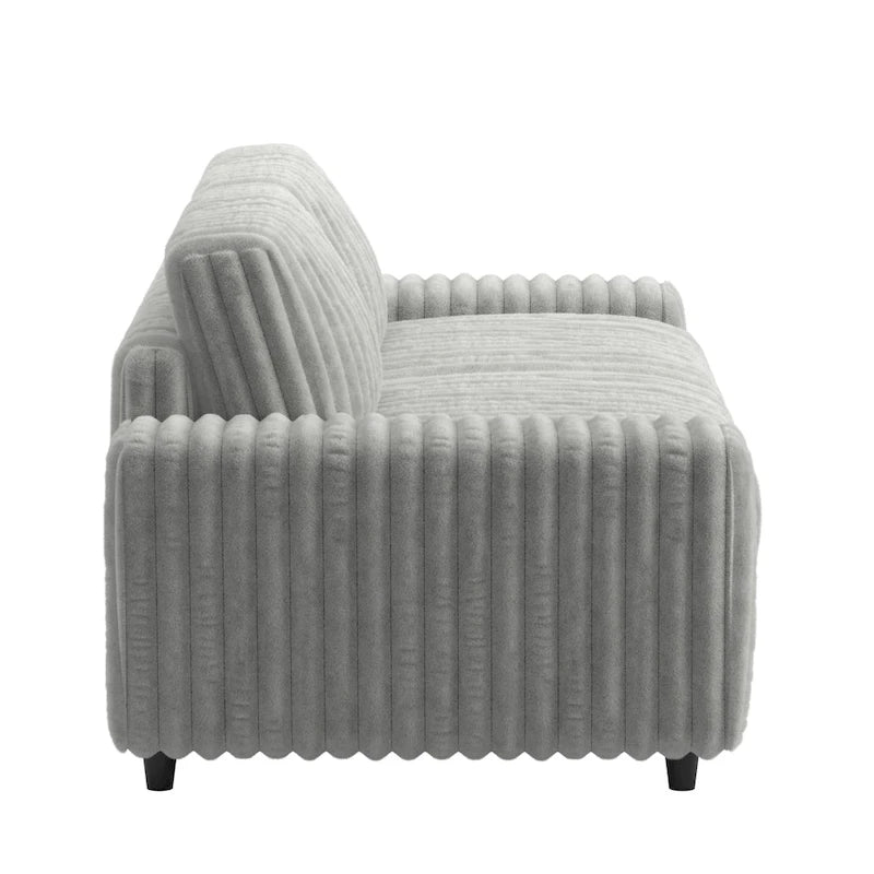 Contemporary Furry Channel Fabric Down-Filled Loveseat