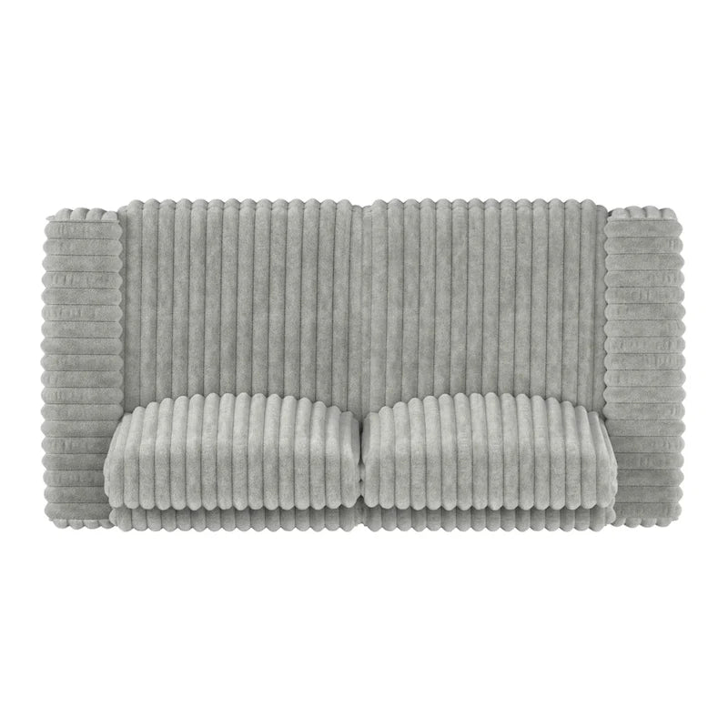 Contemporary Furry Channel Fabric Down-Filled Loveseat