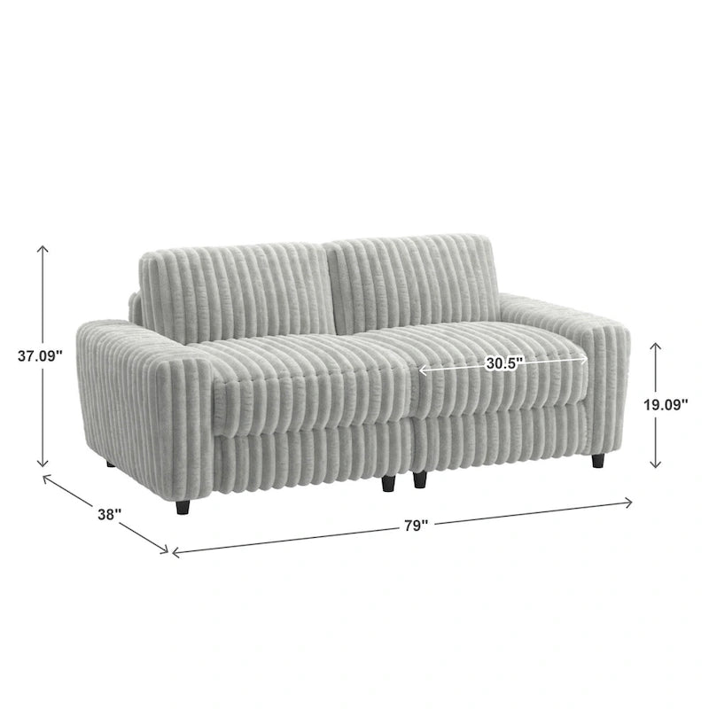 Contemporary Furry Channel Fabric Down-Filled Loveseat