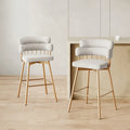 180° Swivel Velvet Counter Stool with Metal Legs