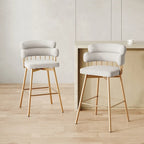 180° Swivel Velvet Counter Stool with Metal Legs