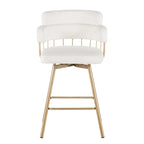 180° Swivel Velvet Counter Stool with Metal Legs