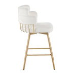 180° Swivel Velvet Counter Stool with Metal Legs