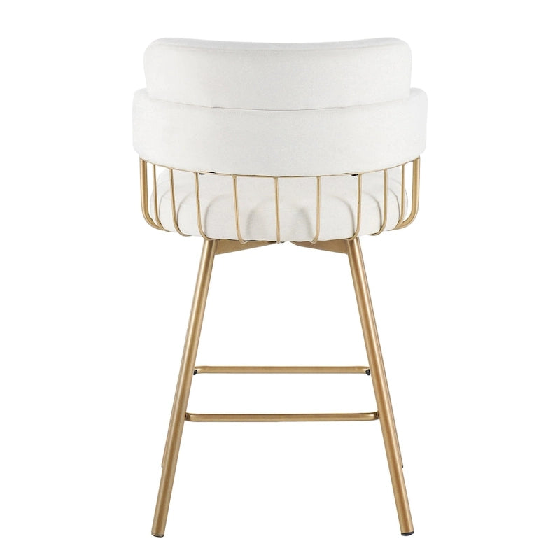 180° Swivel Velvet Counter Stool with Metal Legs