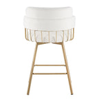 180° Swivel Velvet Counter Stool with Metal Legs