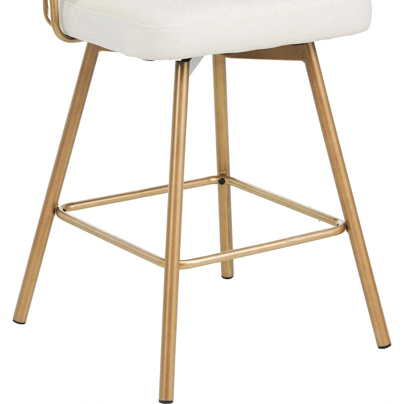 180° Swivel Velvet Counter Stool with Metal Legs