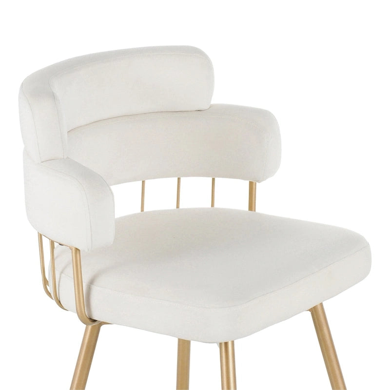 180° Swivel Velvet Counter Stool with Metal Legs