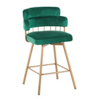 180° Swivel Velvet Counter Stool with Metal Legs