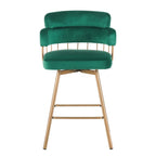 180° Swivel Velvet Counter Stool with Metal Legs