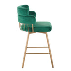 180° Swivel Velvet Counter Stool with Metal Legs