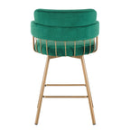 180° Swivel Velvet Counter Stool with Metal Legs