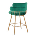 180° Swivel Velvet Counter Stool with Metal Legs