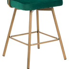 180° Swivel Velvet Counter Stool with Metal Legs