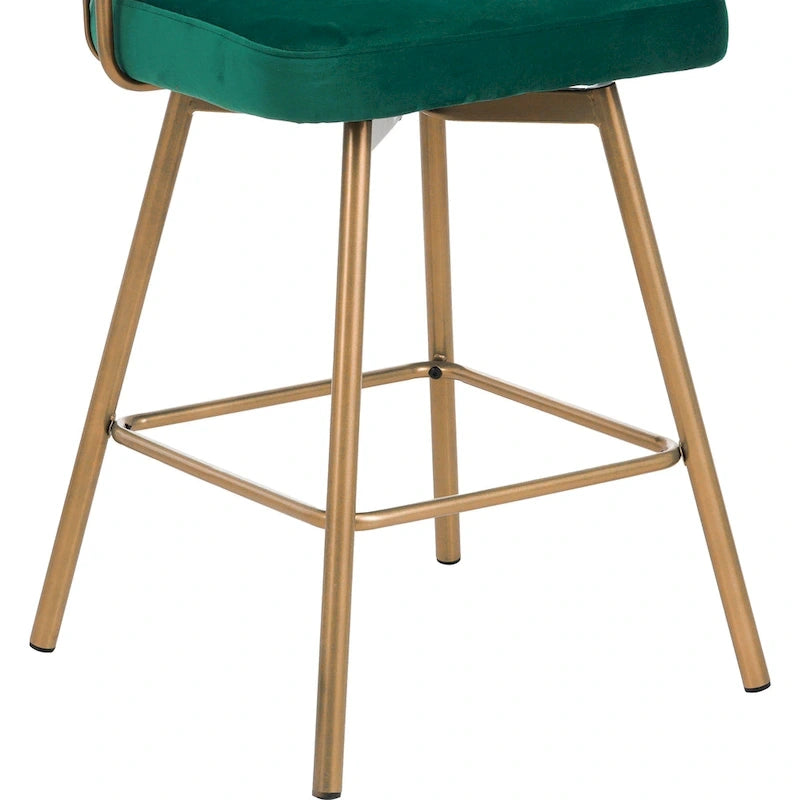 180° Swivel Velvet Counter Stool with Metal Legs