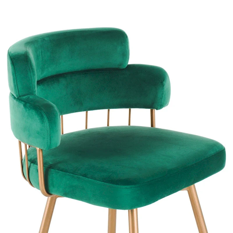 180° Swivel Velvet Counter Stool with Metal Legs