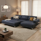  2pc L Sectional Sofa Set with LAF Chaise, Ink Blue Faux Leather