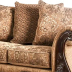 Traditional Tan Chenille Upholstered Loveseat with Accent Pillow