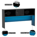 L-Shaped Executive Computer Desk with Top Hutch and Charging Station