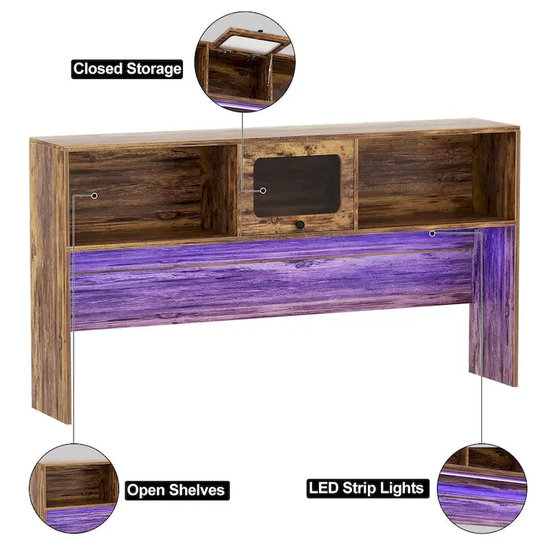 L-Shaped Executive Computer Desk with Top Hutch and Charging Station