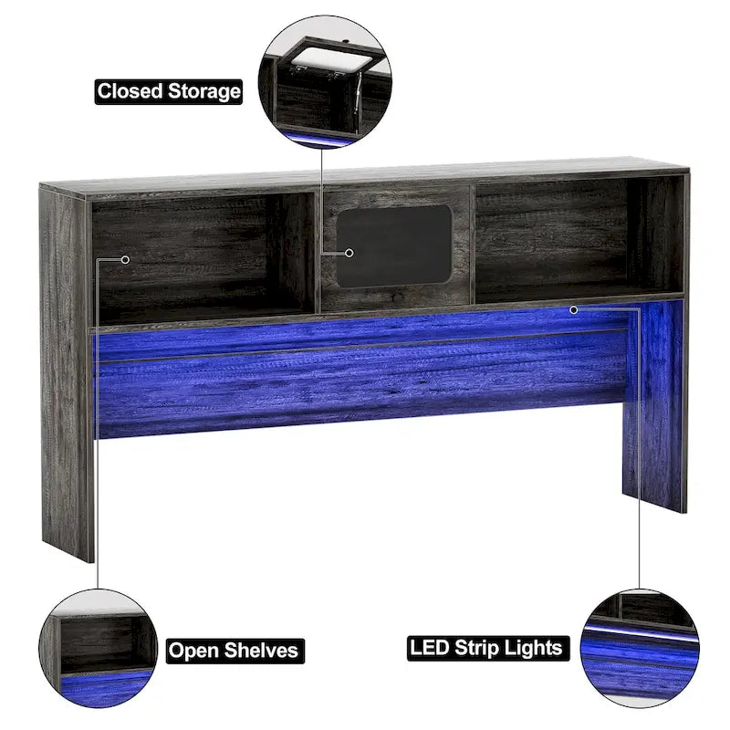 L-Shaped Executive Computer Desk with Top Hutch and Charging Station