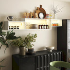 Modern Wall-Mounted Floating TV Stand with 3-Tier Shelves and 20-Color LED Lighting