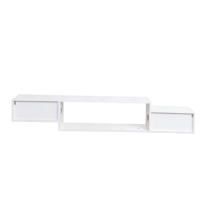 Modern Wall-Mounted Floating TV Stand with 3-Tier Shelves and 20-Color LED Lighting