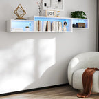 Modern Wall-Mounted Floating TV Stand with 3-Tier Shelves and 20-Color LED Lighting