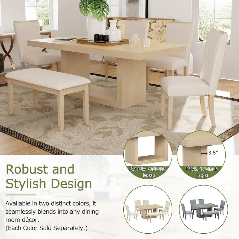 Contemporary Extendable Solid Wood Pedestal Dining Table