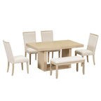 Contemporary Extendable Solid Wood Pedestal Dining Table