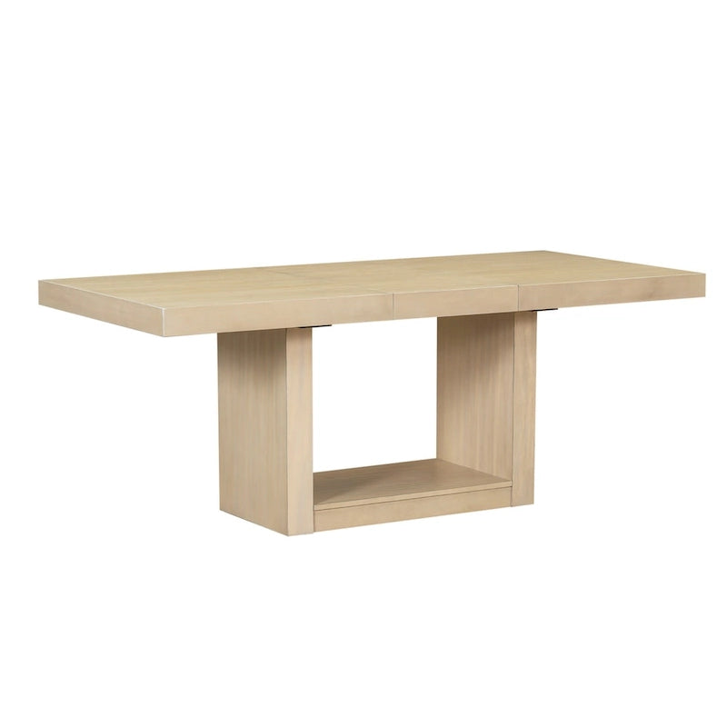 Contemporary Extendable Solid Wood Pedestal Dining Table