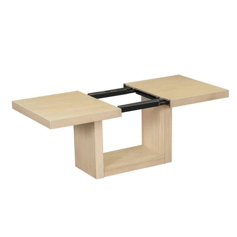 Contemporary Extendable Solid Wood Pedestal Dining Table