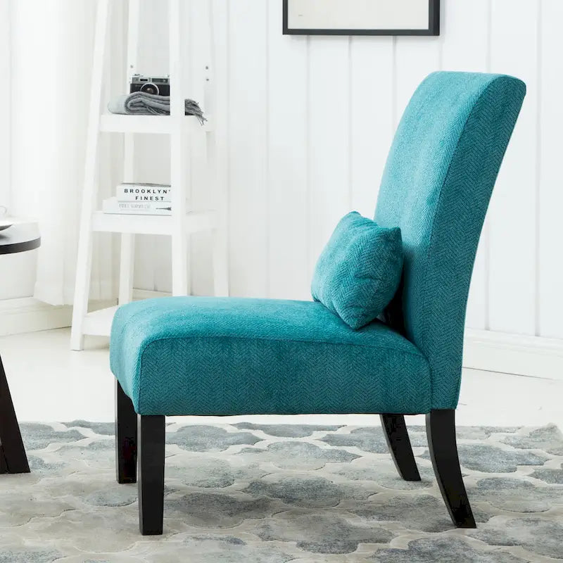 Teal Blue 31.75 High Back Polyester Accent Chair