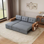 Grey 84-Inch Convertible Corner Sectional Sofa with Storage Chaise and Pull-Out Sleeper