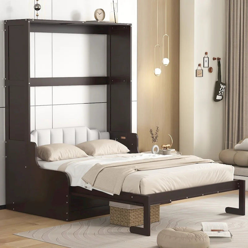 Modern Queen Murphy Bed with Cushion Headboard