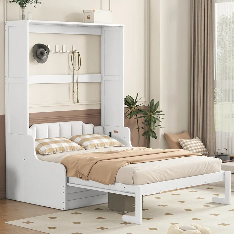 Modern Queen Murphy Bed with Cushion Headboard