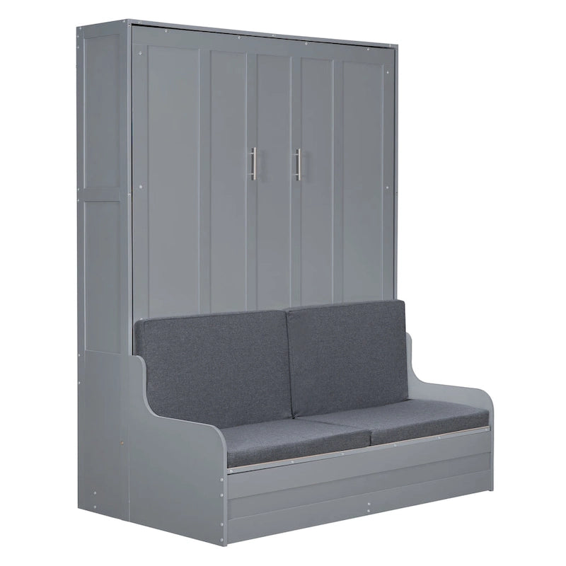 Modern Queen Murphy Bed with Cushion Headboard