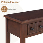 38.2-Inch Rustic Console Table with Open Shelf, 3 Drawers, and Rubber Wood Legs