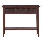38.2-Inch Rustic Console Table with Open Shelf, 3 Drawers, and Rubber Wood Legs